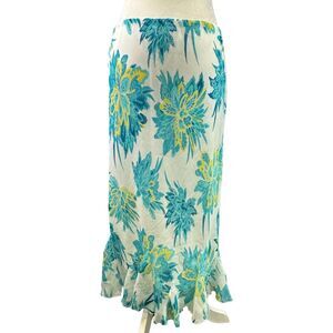 Vtg. Cato‎ Maxi Skirt Floral Print 90s Y2K Fairy Cottage Sheer Sz. M Ruffled Hem